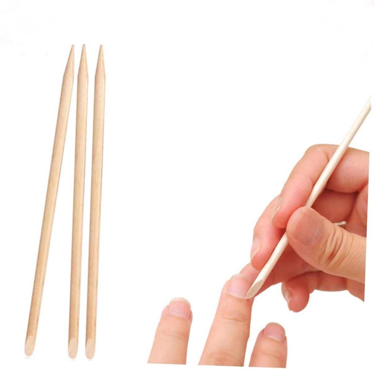 Healeved 100Pcs Wood Nail Sticks Cuticle Pusher Remover Double-Ended Pedicure Tools for Professional Nail Art and Manicure Use image number 3