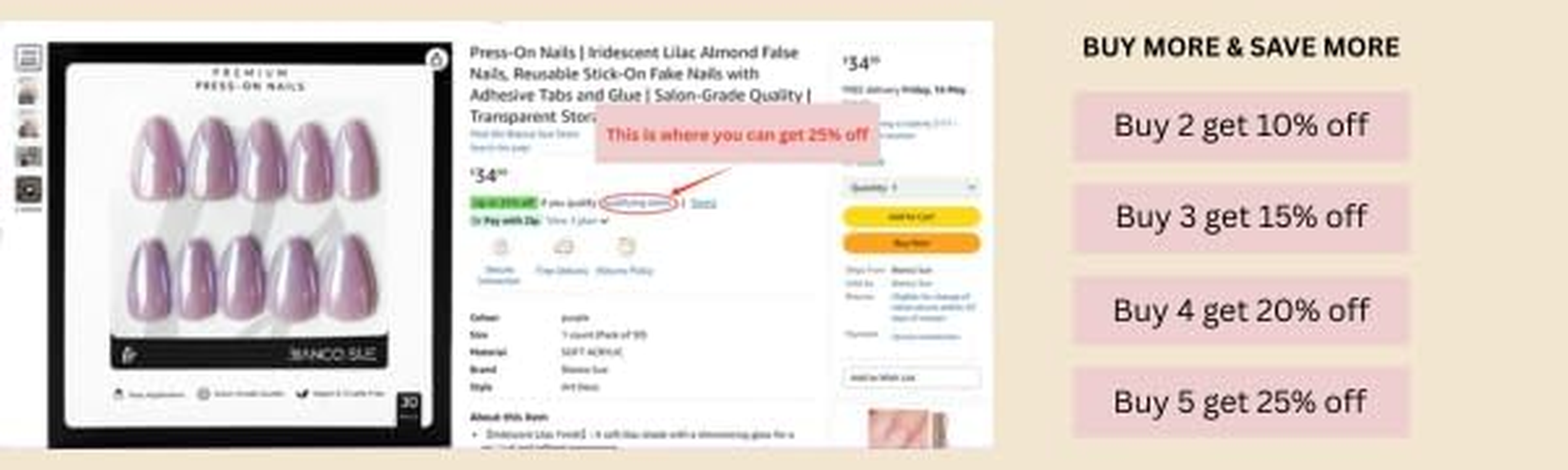 Chic Curve| Bianco Sue Press-On Nails | White Line French Almond False Nails, Reusable Stick-On Fake Nails with Adhesive Tabs and Glue | Salon-Grade Quality | Transparent Storage Box | 15 Sizes - 30 Nail Kit image number 3