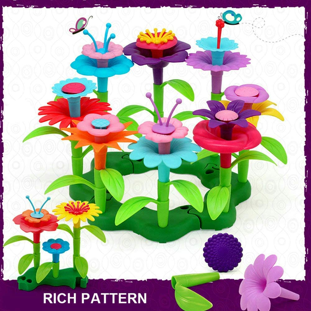 Oundarm Build a Garden DIY Arts Flower Building Toys Set 3+ Years Old Girls Stacking Game for Toddlers, 52Pcs with Box and Bag image number 1