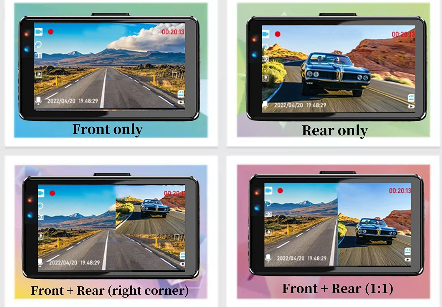 Dash Cam Front and Rear, 1080P Dashboard Camera for Cars with 32G Card, Super Night Vision, G-Sensor, Loop Recording, Motion Detection image number 6