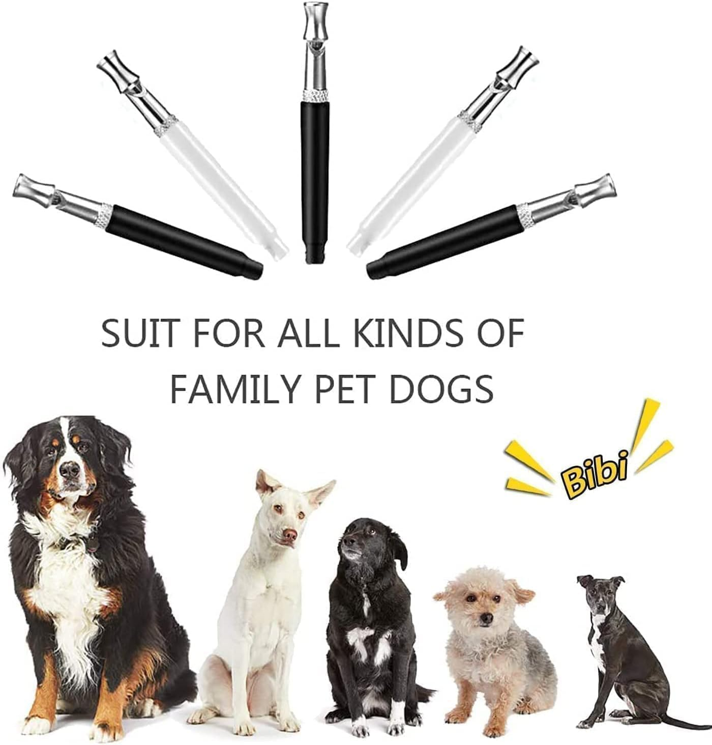 Dog Whistle, 2 Pack Adjustable Ultrasonic Dog Whistle to Stop Barking Neighbors Dog, Recall Training, Professional Ultrasonic Silent Dog Whistle Training to Stop Barking Control Devices (Black) image number 1