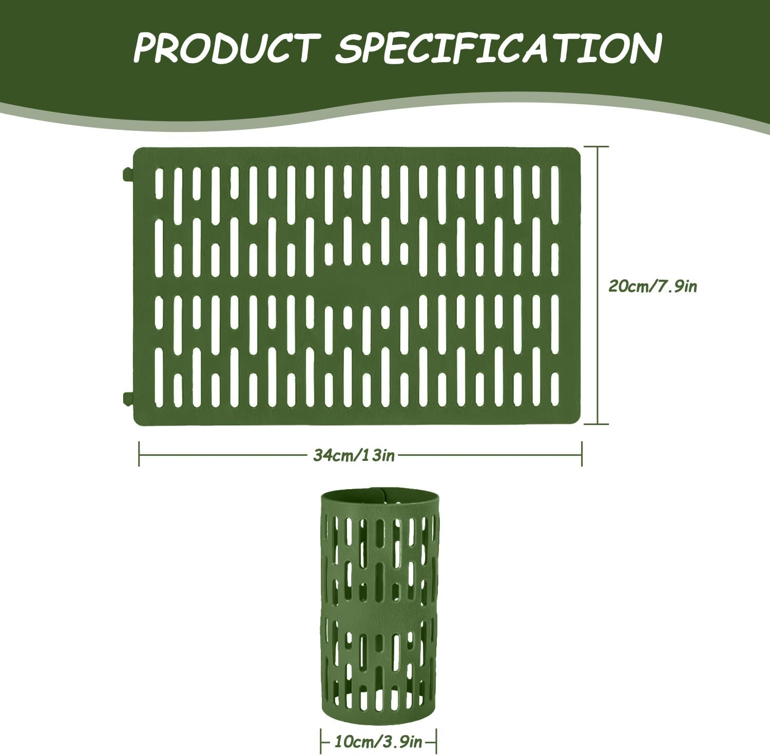 Plastic Plant Guard 10 PCS 34X20 Cm Tree Guards Trunk Protector Bark Plant Protectors Expandable Nursery Mesh for Preventing Tree from Trimmers Mowers (Green) image number 5