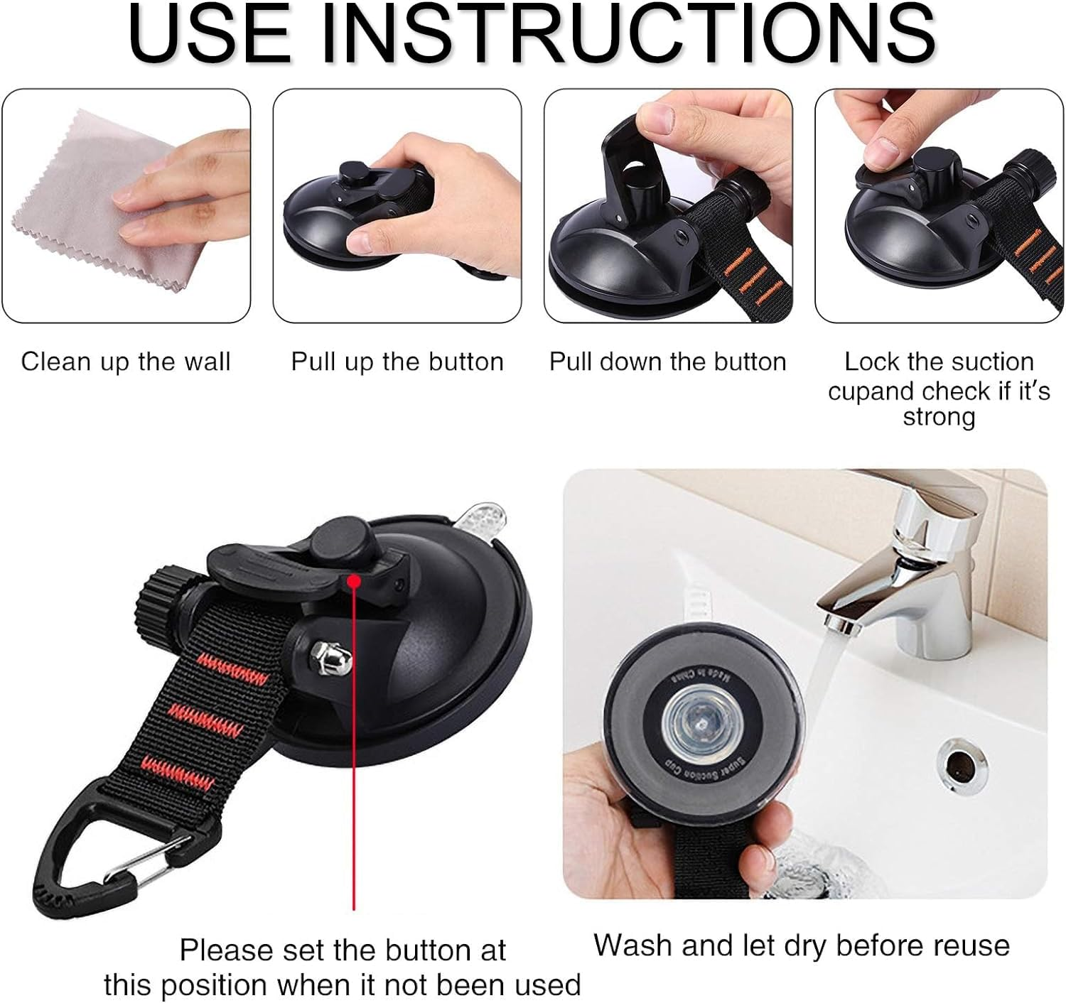 4 Pcs Heavy Duty Suction Cups Car Camping Tie down Suction Cup 360&deg; Rotating Hooks Upgraded with Viscous Silicone Strong Power Tarp Accessory for Tarps Swimming Pool Covers Camping Awning Boat Trap image number 2