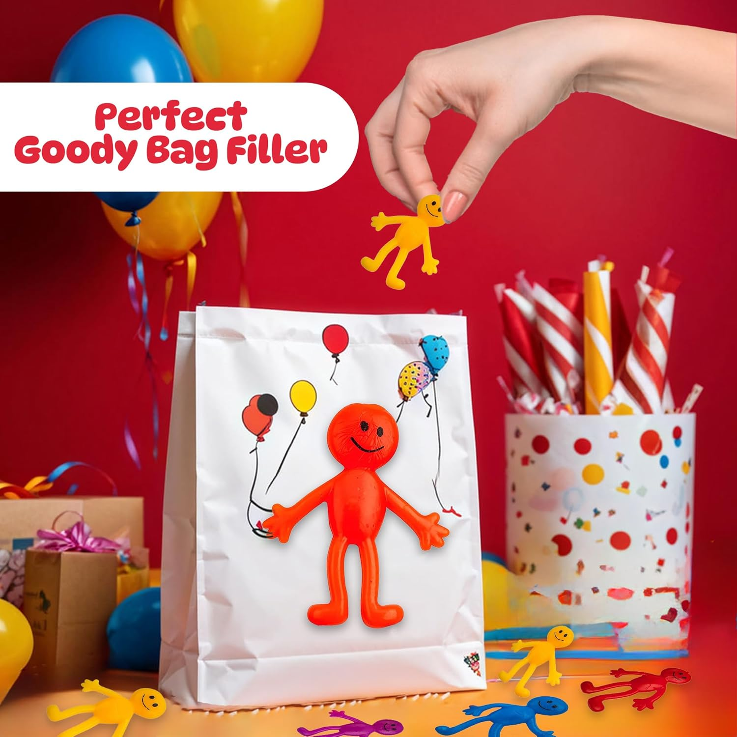 Stretchy Smiley Man (36 Pack) Assorted Fun Colors, a Sticky, Bendable, Stretchable, Slimy, Gooey Texture, Fidget Toy for Stress and Anxiety Relief, Great Party Favor image number 1