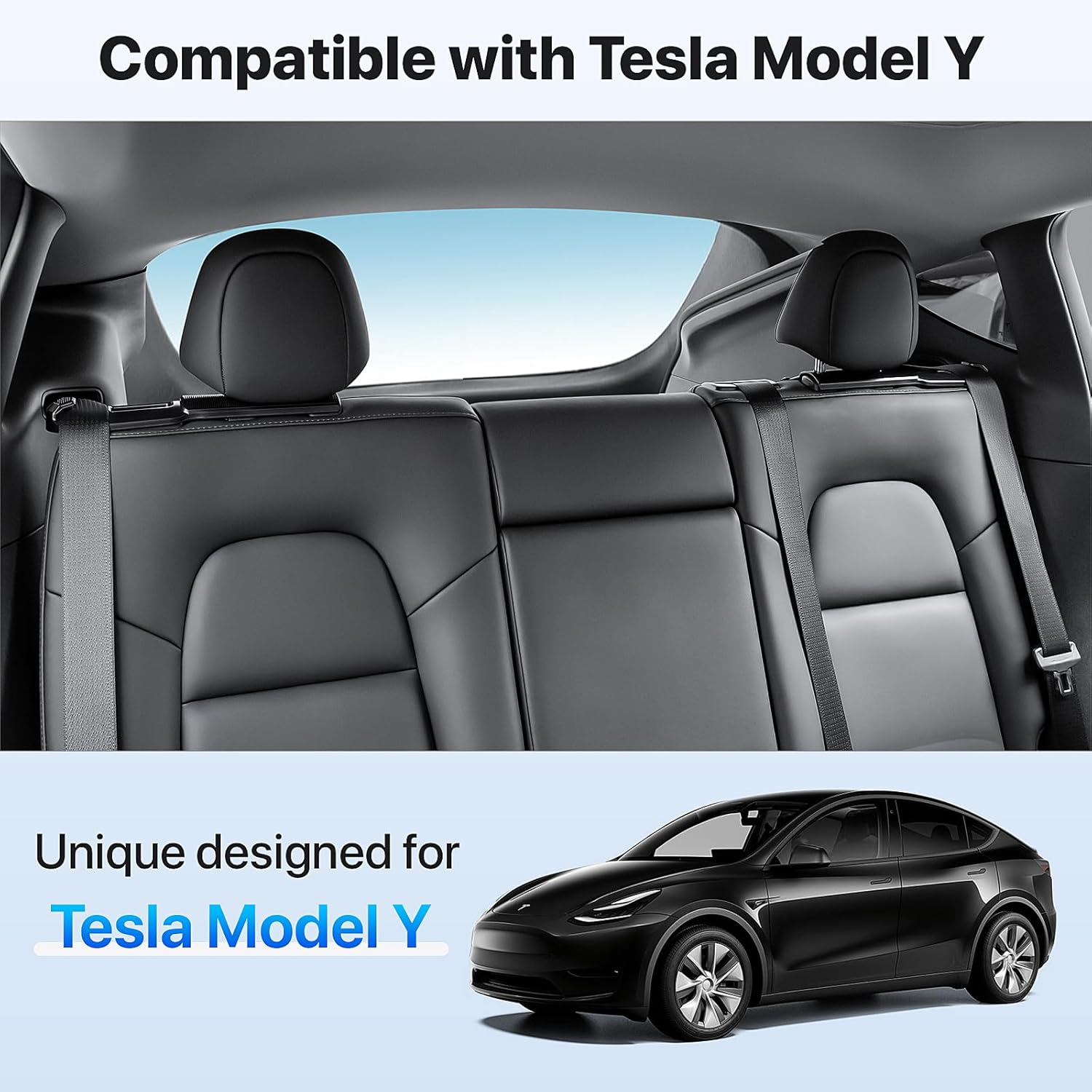 Backseat Seatbelt Guide Holder with Hook for Tesla Model Y 2020-2024 (2 Pack) image number 4