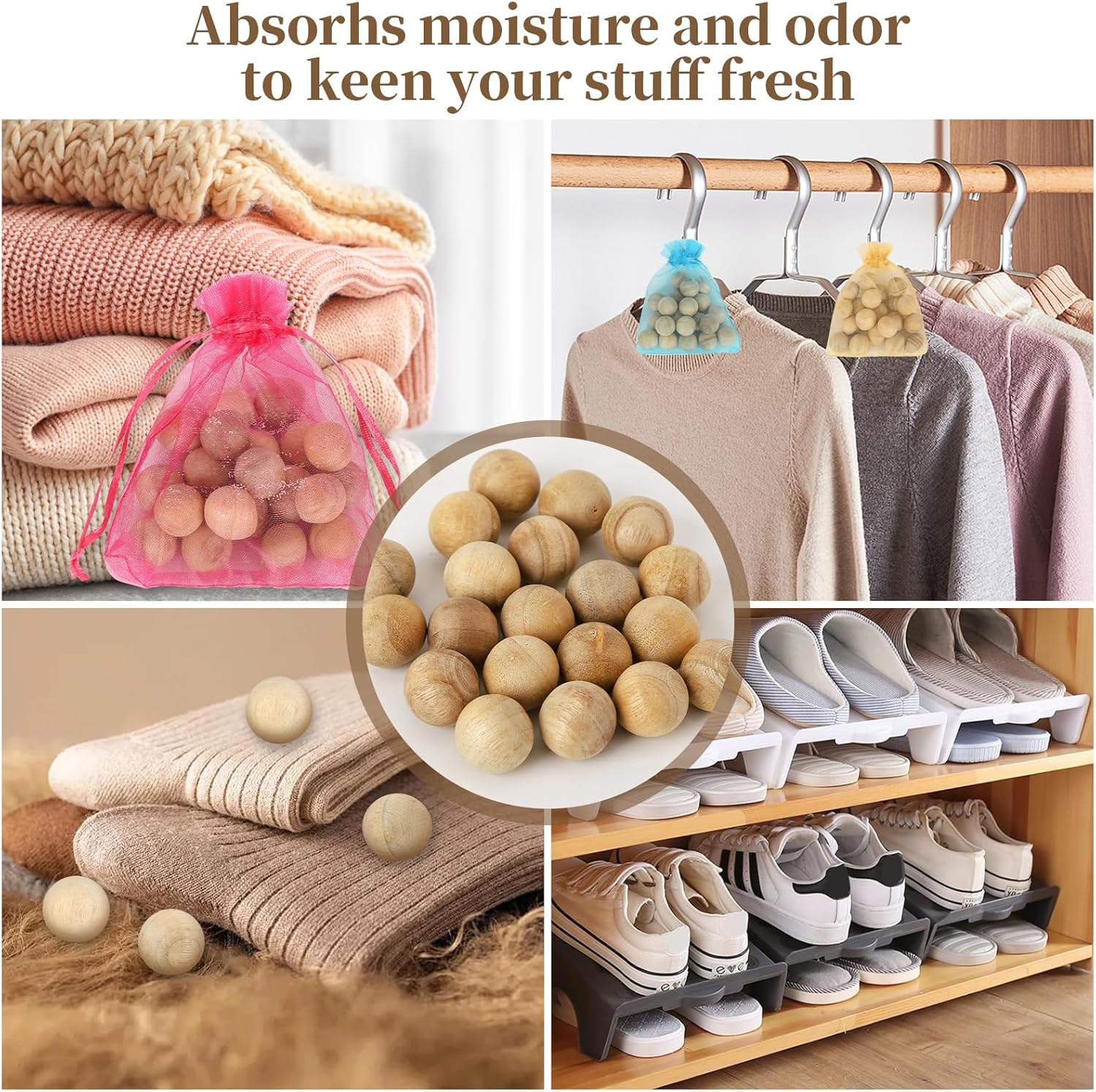 160 PCS Moth Protection Storage Essentials Fresh Cinnamomum Camphora Root for Closet Storage,Better Insect Repellent than Cedar Balls, Longer Lasting Effect,Repelling Clothes Moths and Other Pests(8 Bags, 160 Balls) image number 2