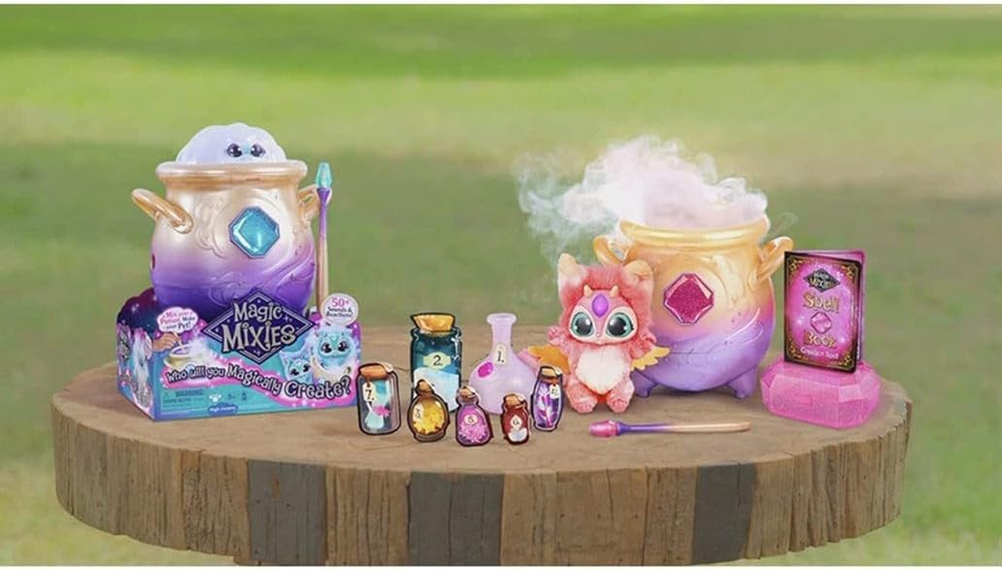 Magic Mixies - Magical Misting Cauldron with Interactive 20Cm Pink Plush Toy. Follow the Spell Book Add the Magic Ingredients. Who Will You Magically Create? image number 1