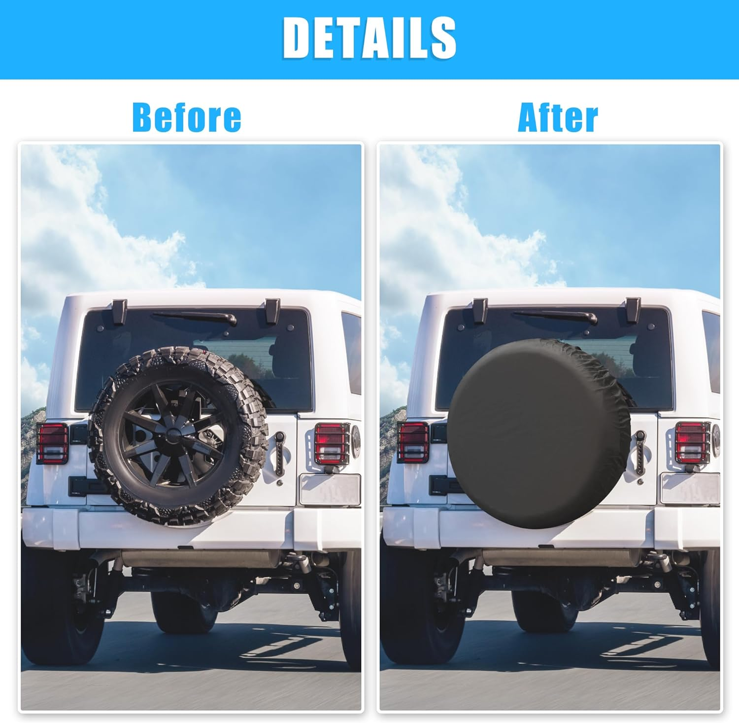 Uxcell Universal 190T Polyester Spare Tire Cover for Jeep Trailer RV SUV Truck Wheel Fit Overall Wheel Diameter 16 Inch Black image number 3