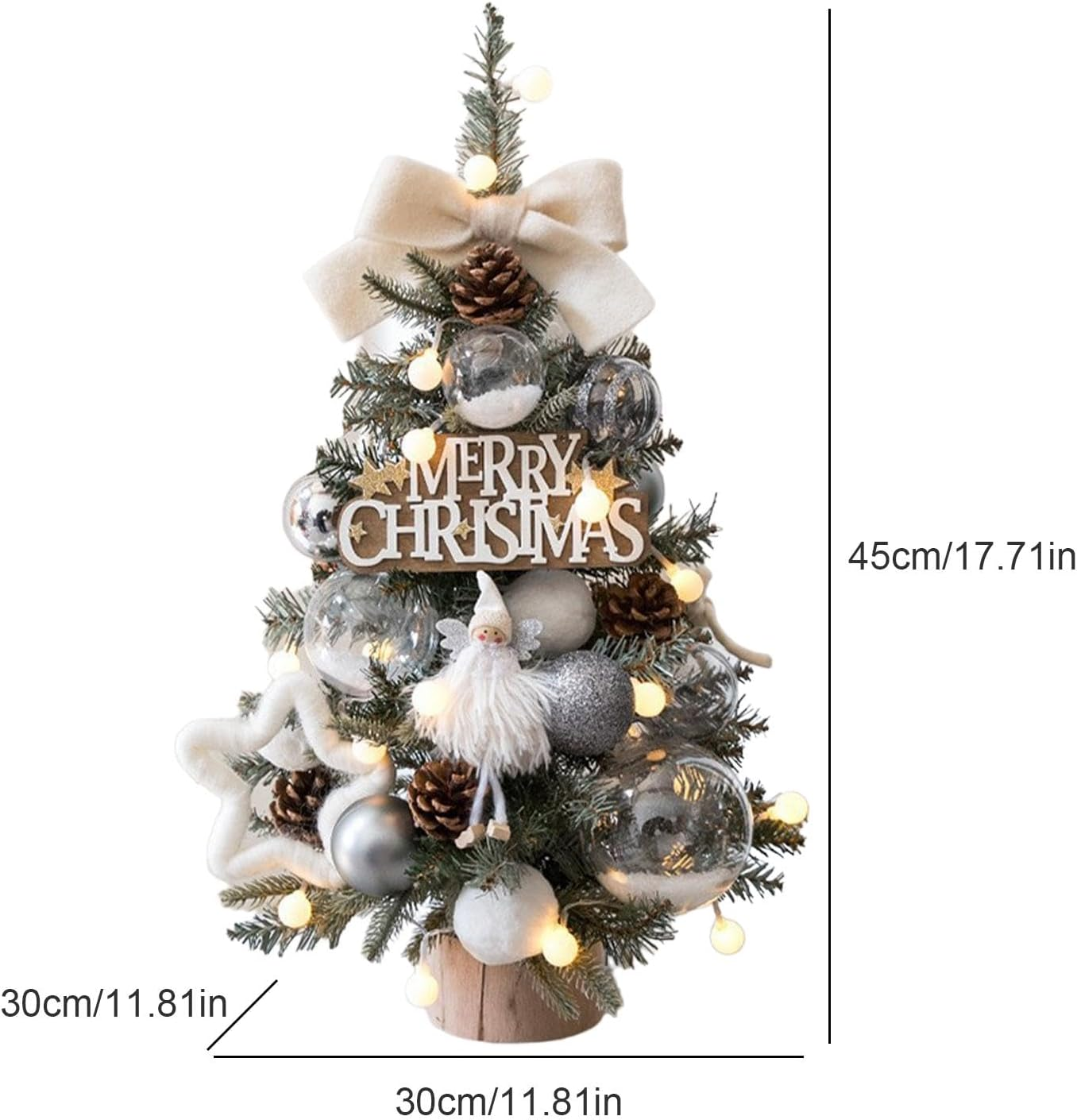 Christmas Tree with Lights, 18-Inch Portable Table Ornaments Christmas Trees, Artificial Tabletop Christmas Tree, Lighted Christmas Tree Decor for Rooms image number 1