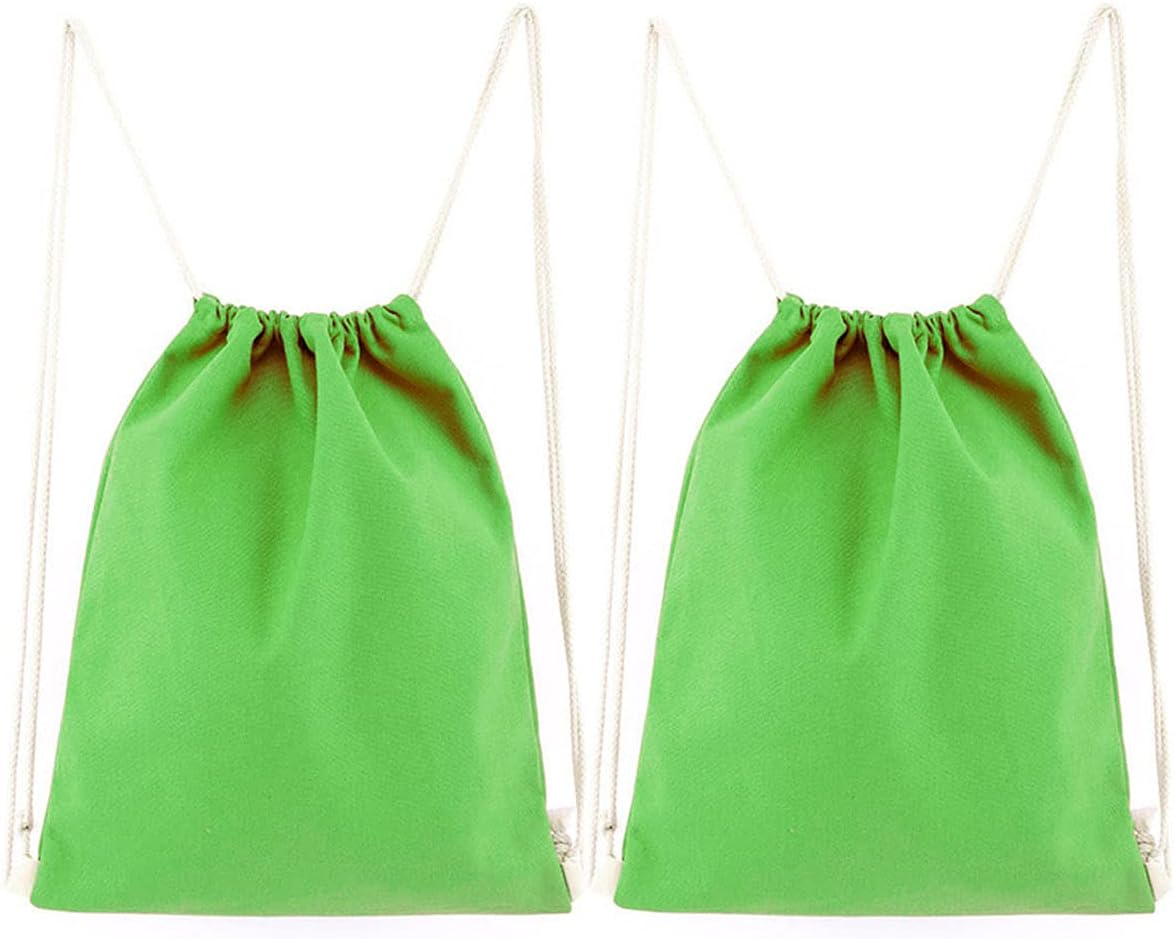 2-Pack Cotton Canvas Drawstring Backpack Gym Sackpack