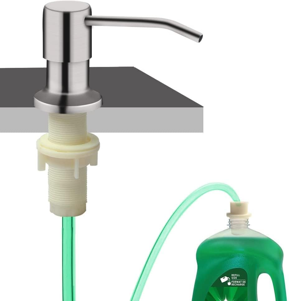 Soap Dispenser for Kitchen Sink, Sink Soap Dispenser with Longer Threaded Shaft Shank, 47" Extension Tube Connects Directly to Dish Soap Container, Wider Pump Head Base image number 5
