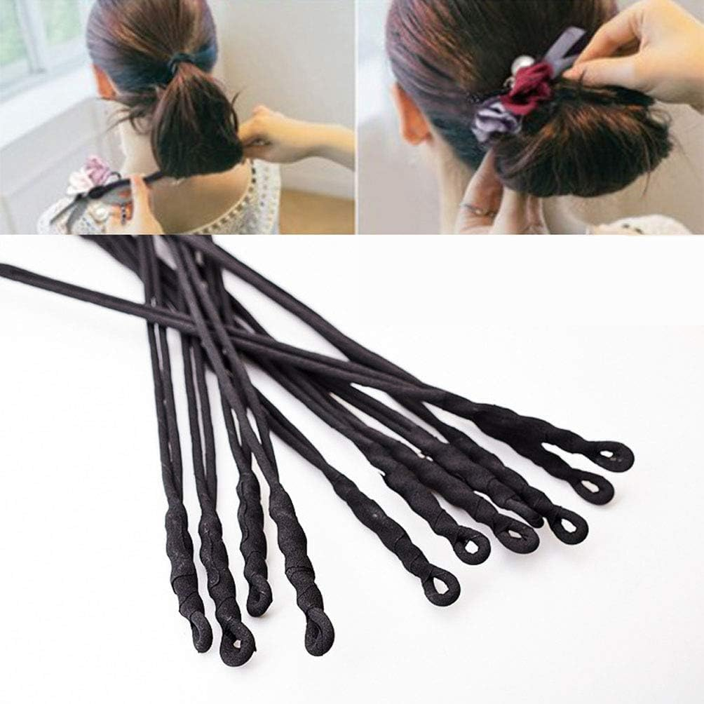 6 Pcs Simple Hair Donut Bun Maker Ponytail Bun Shaper Twist Hair Styling Tool for Women and Girls (Black, One Set) image number 4
