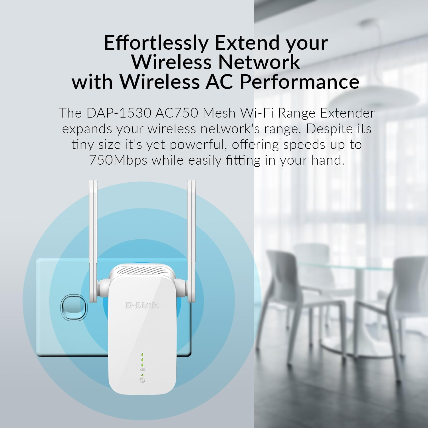 D-Link Australia AC750 Mesh Wi-Fi Range Extender (DAP-1530-AU), Access Point, Repeater, Fast Ethernet Port, WPA3, AU Plug, White image number 5