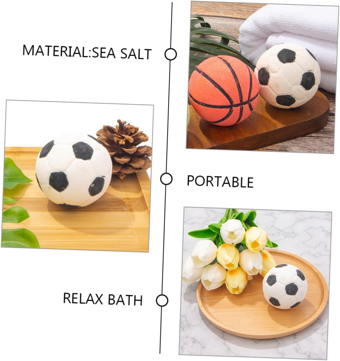 Healeved 2Pcs Football Shape Bath Salt Bomb Bubble Making Bath Soak Balls Portable Moisturizing for Boys and Girls Adults image number 4