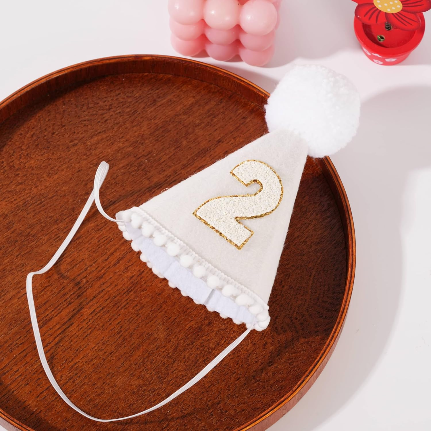 BOOMPA Boho 1St Birthday Celebration Hat - Boho 1St Birthday Conical Cap - Natural Boho First Birthday Decorations image number 6