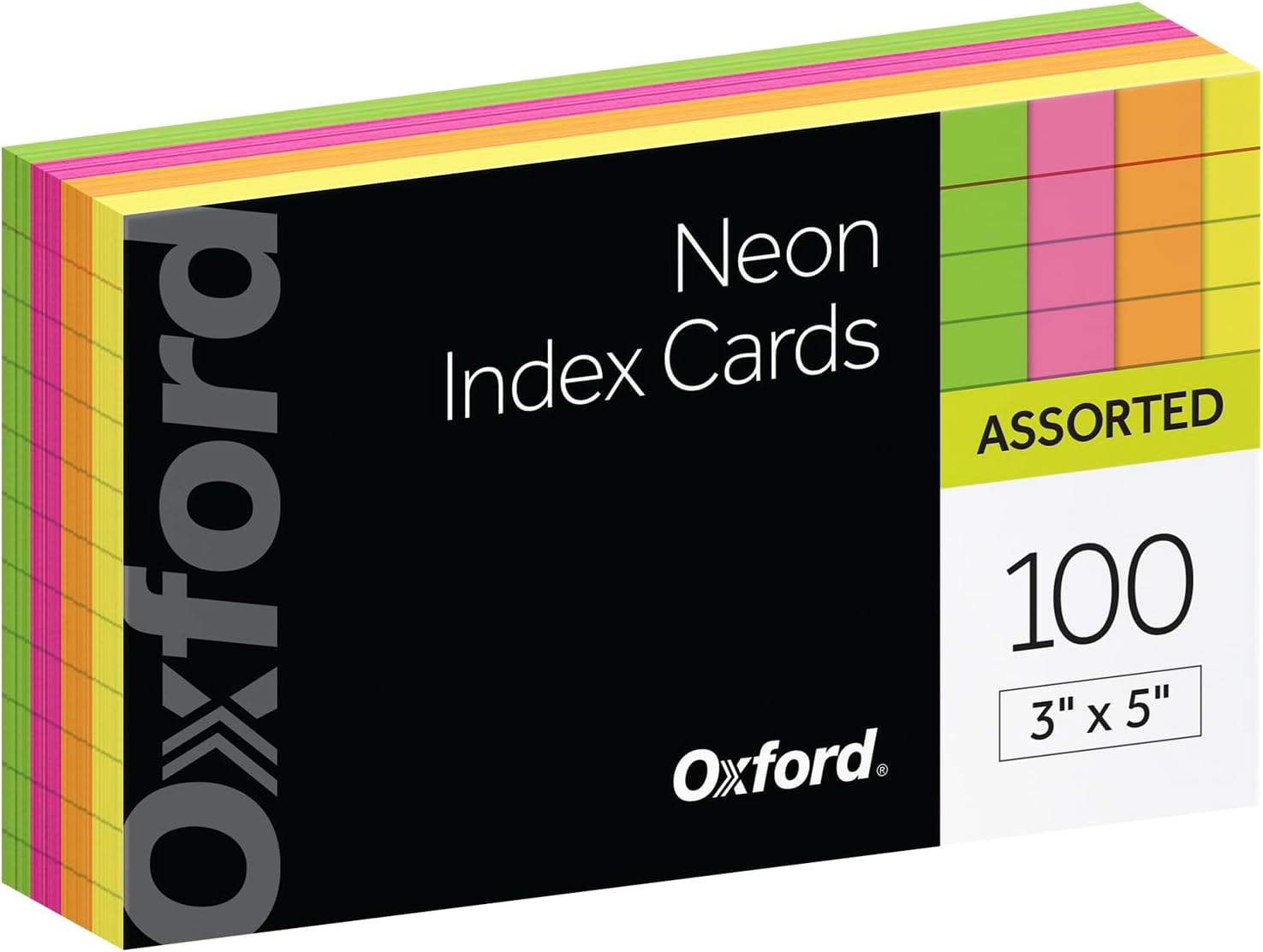 Oxford Glow Index Cards, 3" X 5", Ruled, Assorted Bright Colors, 100/Pack (40279) image number 5
