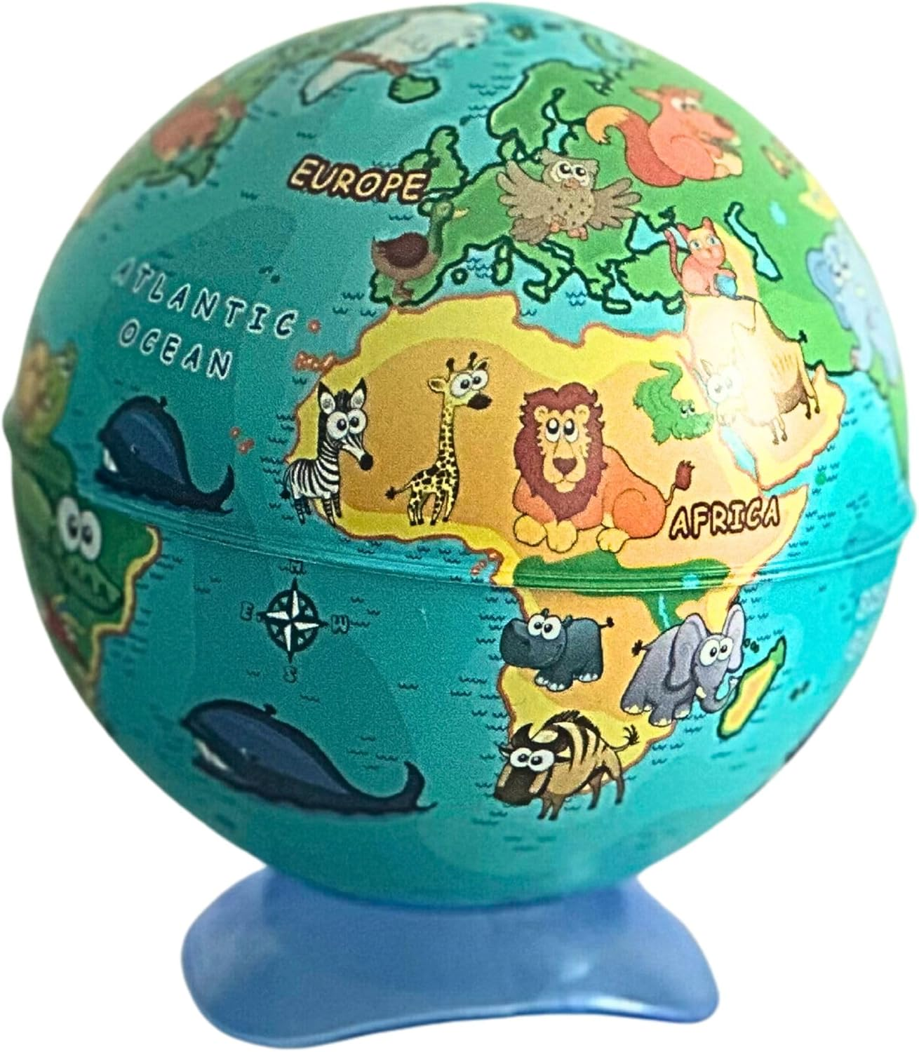 EXERZ 10CM Mini Globe (Wild Animal), with Pencil Sharpener Build in - English Map image number 2