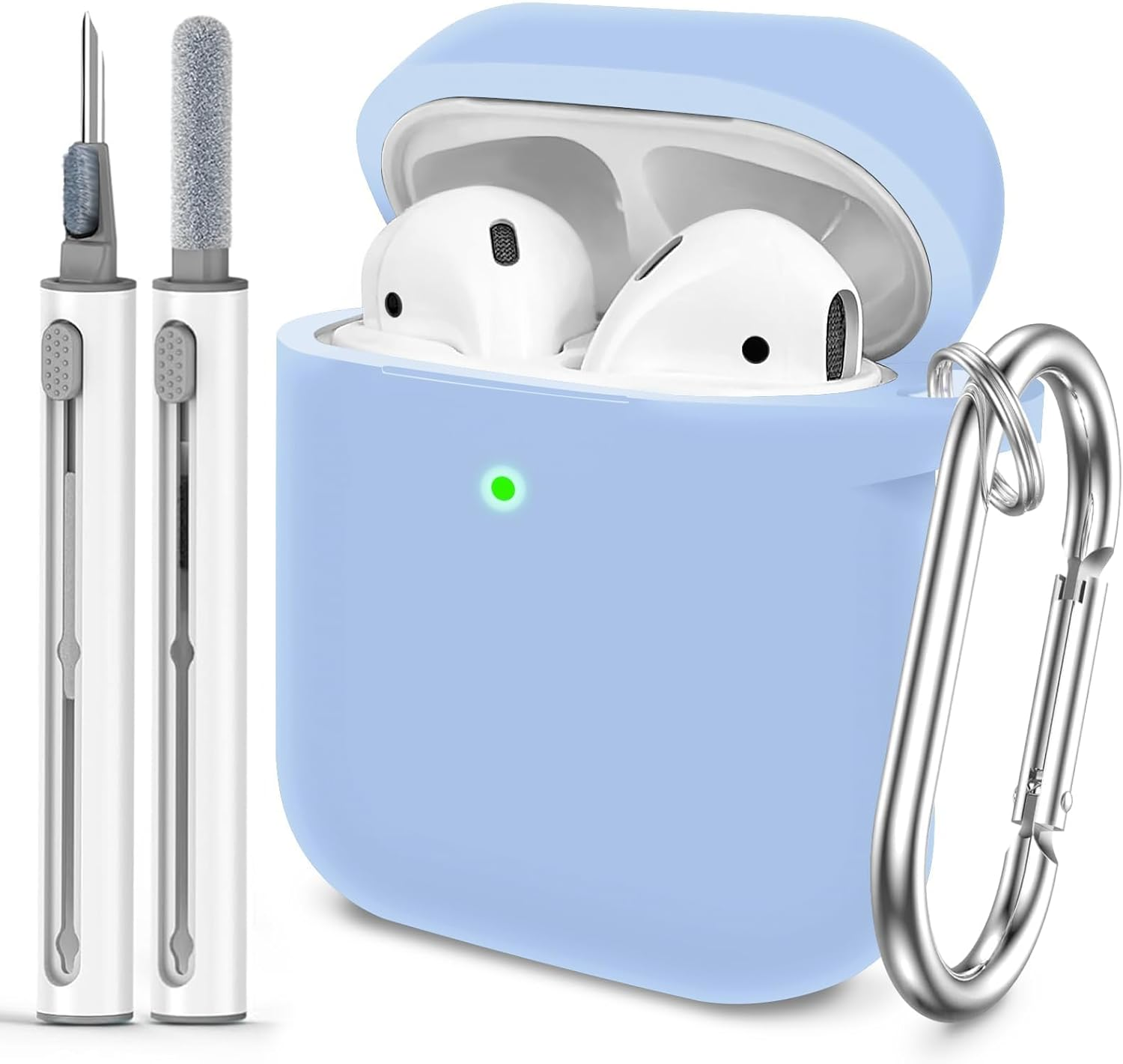 For Airpods Pro Case Cover with Cleaner Kit,Soft Silicone Case for Apple Airpod Pro 1St/2Nd Generation,Airpods Pro/Pro 2 Case Accessories with Keychain-Denim Blue