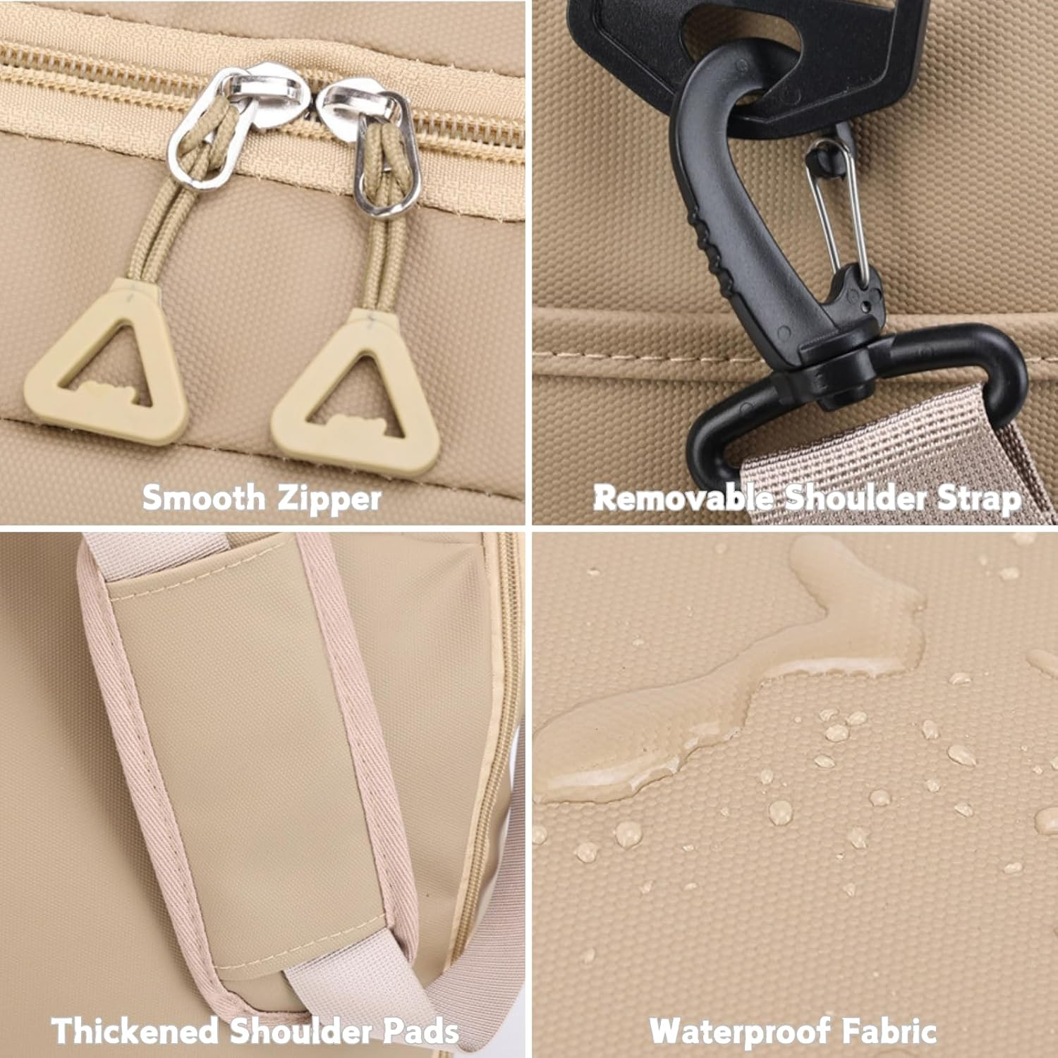 Gym Bag for Men Women, Large Sports Travel Duffle Bag with Wet Pocket & Shoe Compartment, 50L Waterproof Lightweight Carry on Overnight Weekender Bag - Beige image number 5