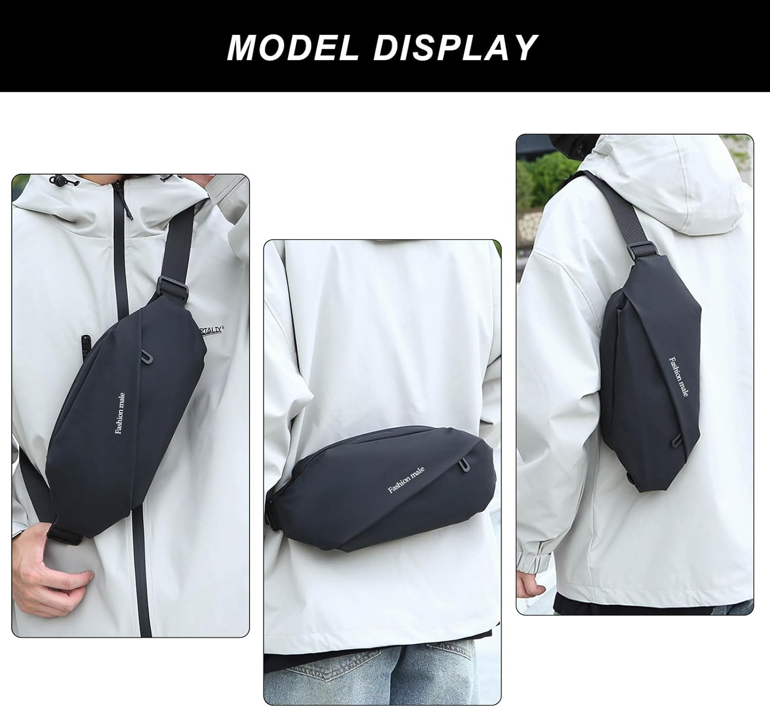 Large Crossbody Waist Bag for Women Men, Fanny Pack Phone Bag for Running, Waterproof Belt Bag Fits All Phones, Bum Bag with Adjustable Strap for Sport Travel Workout Hiking Cycling (Black) image number 3