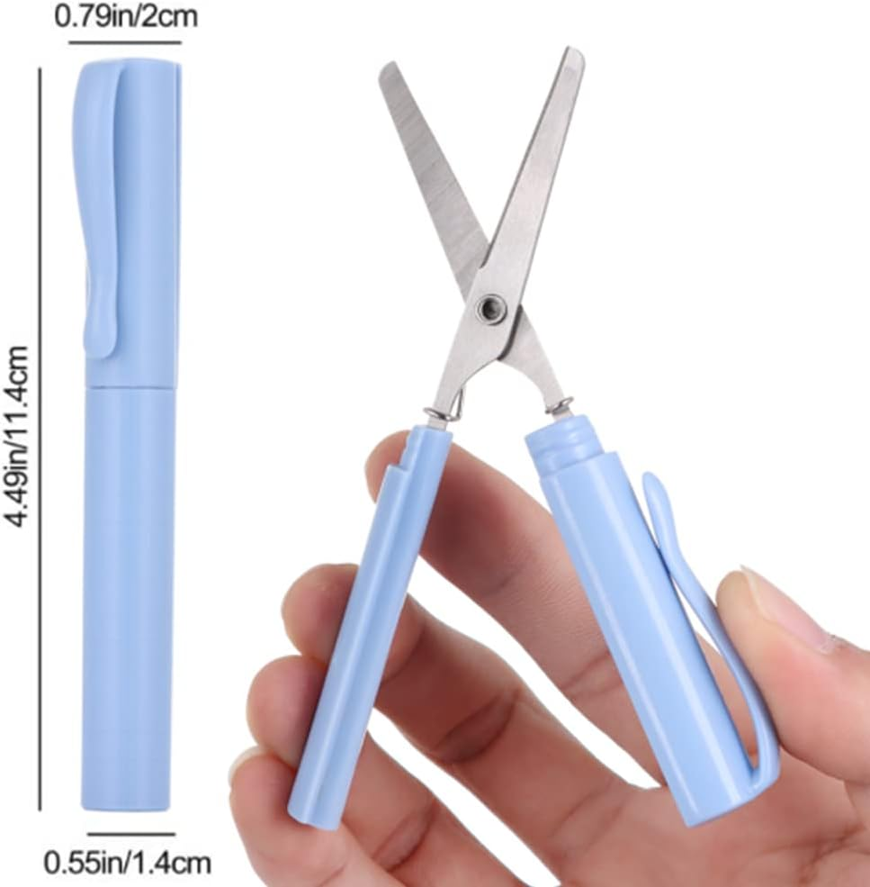 2 Pack Portable Pen Shape Scissors Small Paper Scissor Creative Safe Folding Scissors DIY Multifunction Paper Cutting Art Tool for Office School image number 4