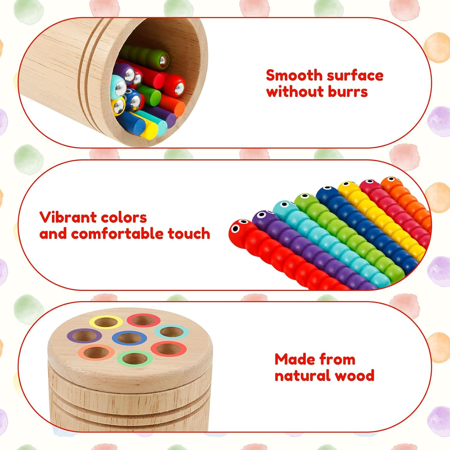 Montessori Toys for 1-3 Year Old, Wooden Learning Color Sorting Toy, Exercise Fine Motor Skill Focus Attention Color Matching Toy, Sensory Matching Games Shape Sorting Toys for Boys Girls image number 2