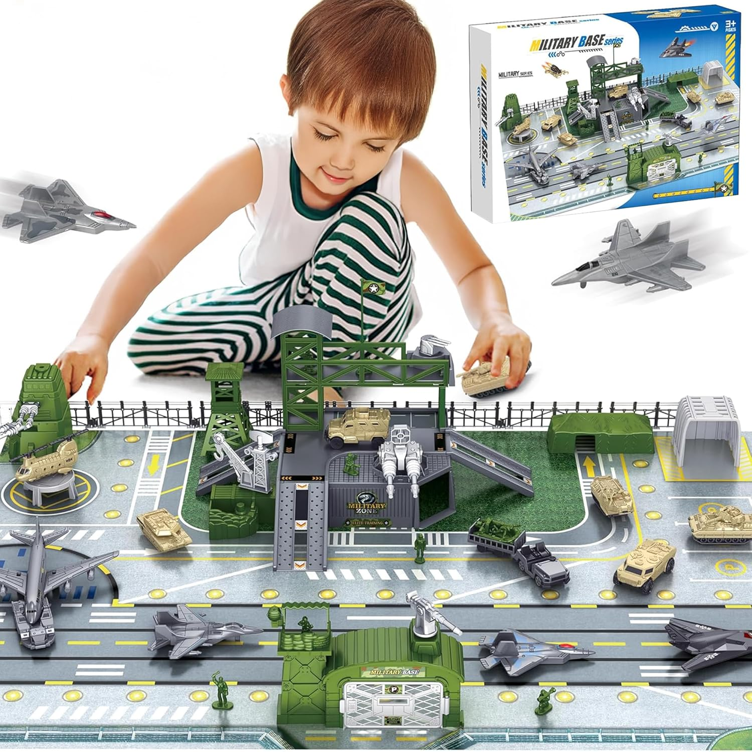Military Base Toys Set with Army Vehicles, Action Figures & Playset, Airplane & Helicopter Toy, Perfect for Kids' Imaginative Role-Playing image number 2