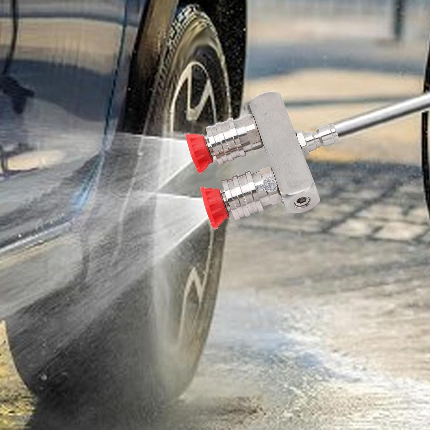 Pressure Washer Tips, Dual Nozzle Turbo Nozzle, 2 in 1 Power Washer Nozzle Tip with 1/4 Quick Connect 2 Color Nozzle, for Accessory image number 3