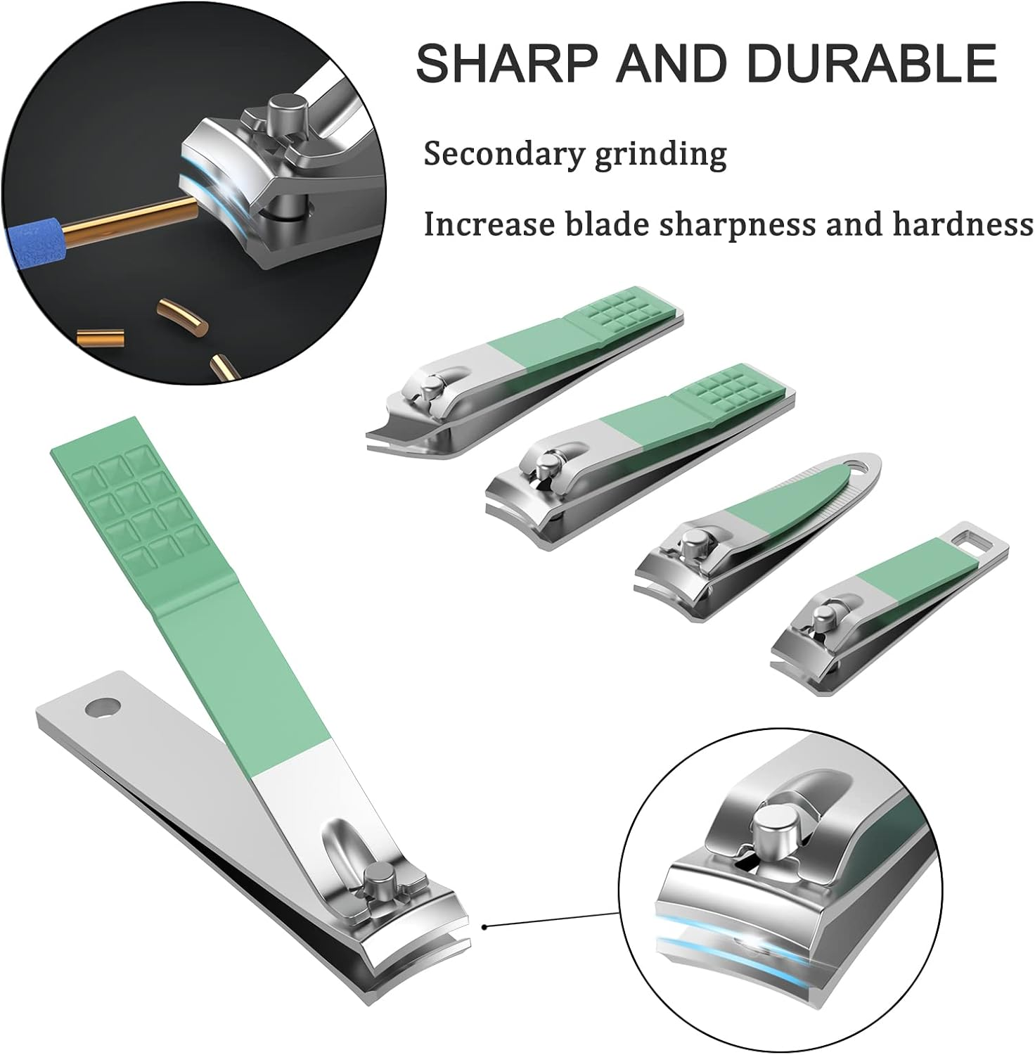 Manicure Set Personal Care, Nail Clipper Kit, Professional Nail Clipper Pedicure Set, Nail Tools with Luxurious Travel Case, Gifts for Men Women Family Friend, 31 Pieces (Green) image number 4