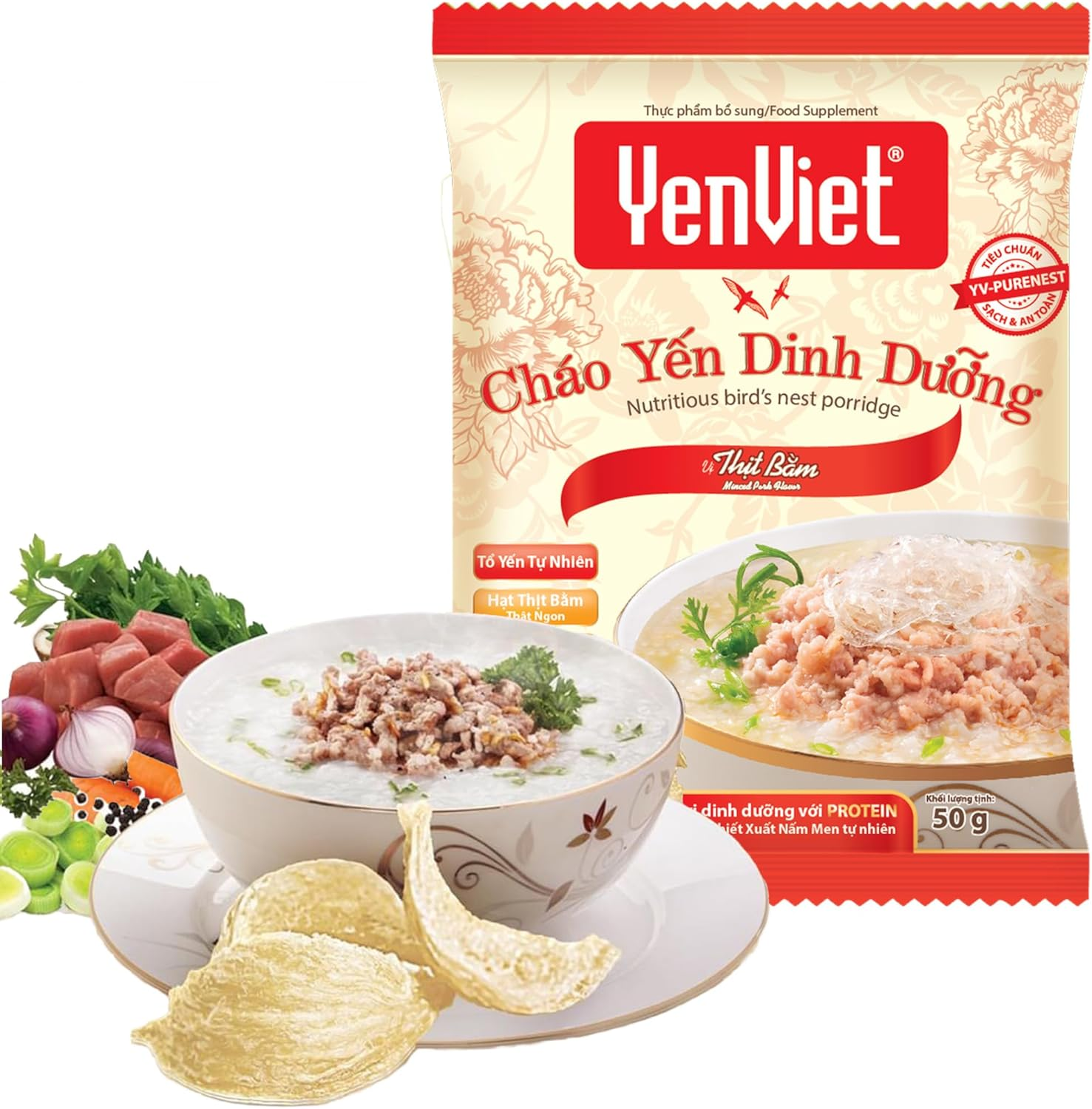 Nutritious Swallow Nest Instant Porridge with Minced Pork by Yenviet (30 Packs Carton) - Quick Healthy Instant Congee, High in Protein, Fresh and Natural Ingredients, Convenient Easy to Prepare image number 5