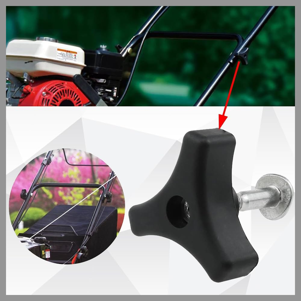 Lawn Mower Handle Knobs Nut Bolt, 4Pcs Triangular Handle Fastening Screw Set,Triangle Handle Knob Nut Screw Bolt Lawnmower Handle Wing Nut, Lawn Mower Screw Nut Triple Angle Handle Knob Nut Bolt Screw image number 2