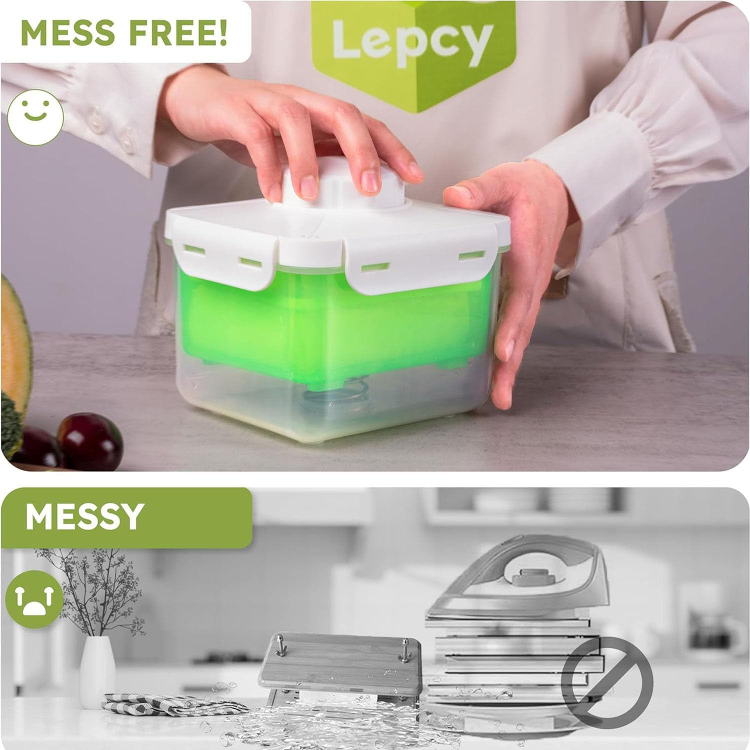 Adjustable Tofu Press, Food Strainer System for All Kinds of Tofu and Cheese with Drainage, Adjustable Knob Easily Remove Water from Tofu,Dishwasher Safe & Bpa-Free,Elevate Your Dishes - Green image number 1