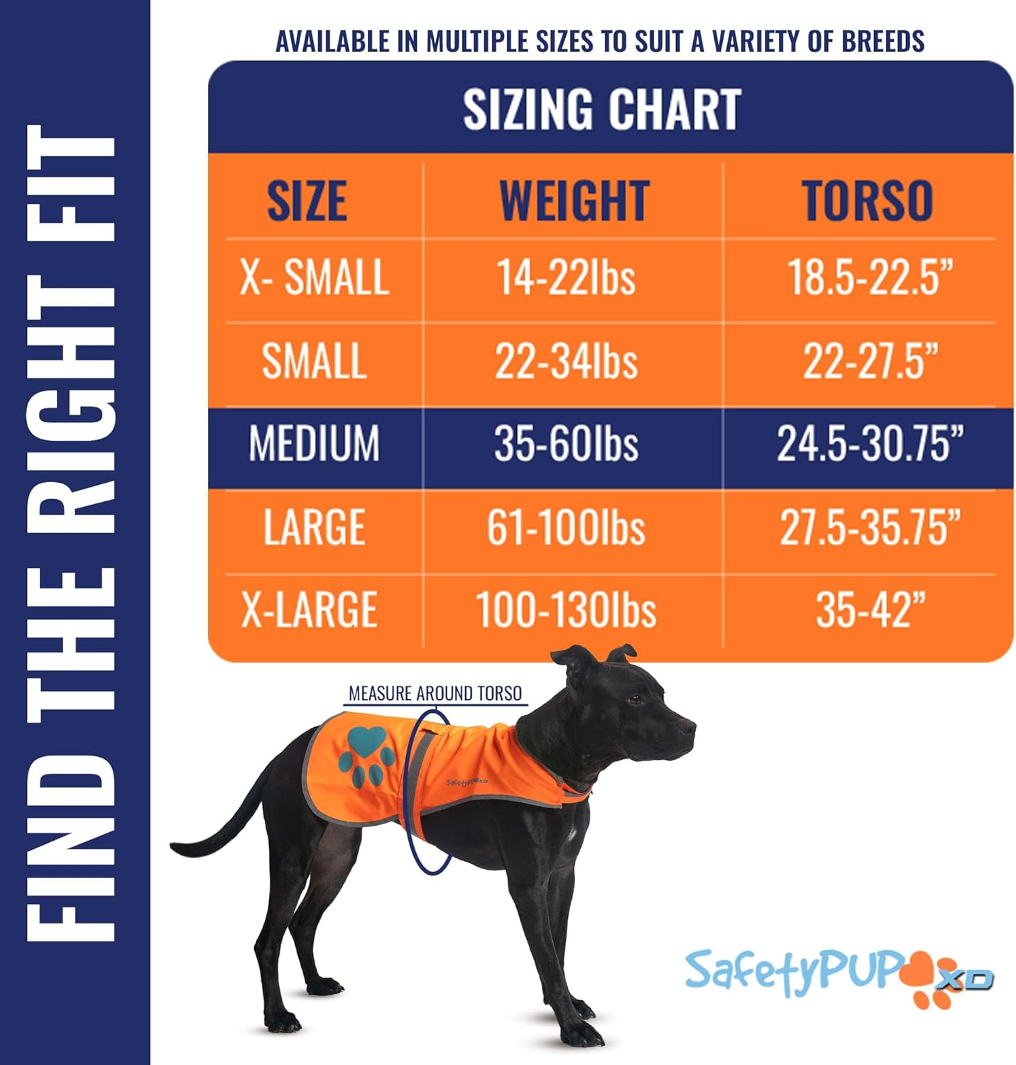 Safetypup XD Dog Reflective Vest. Sizes to Fit Dogs 14 Lbs to 130 Lbs. Blaze Orange Hi Vis Dog Vest Protects Dogs from Cars & Hunting Accidents. Medium Orange image number 4