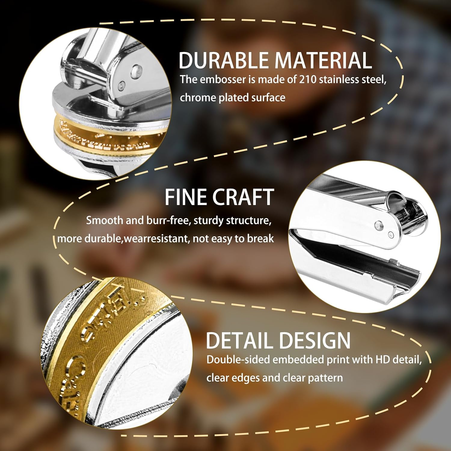 Book Embosser Personalised, Book Embosser for 40MM Diameter Stamp with 10 Stickers | for Books Lover Gift, Wedding, Envelopes,Stamps(Sliver) ﻿ - Sword Of Fable (Silver) image number 4