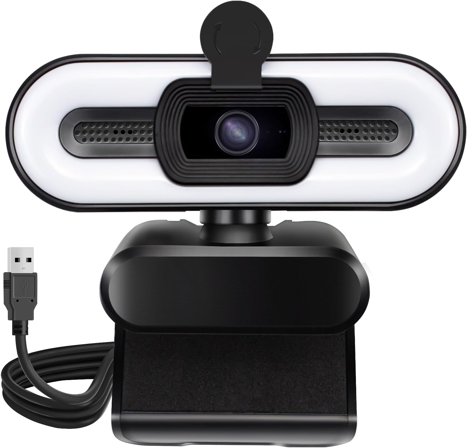 4K Webcam Streaming Webcam with Light and Privacy Cover, Noise-Reducing Dual Microphone,360 Degree Rotable Auto Focus Web Camera image number 4