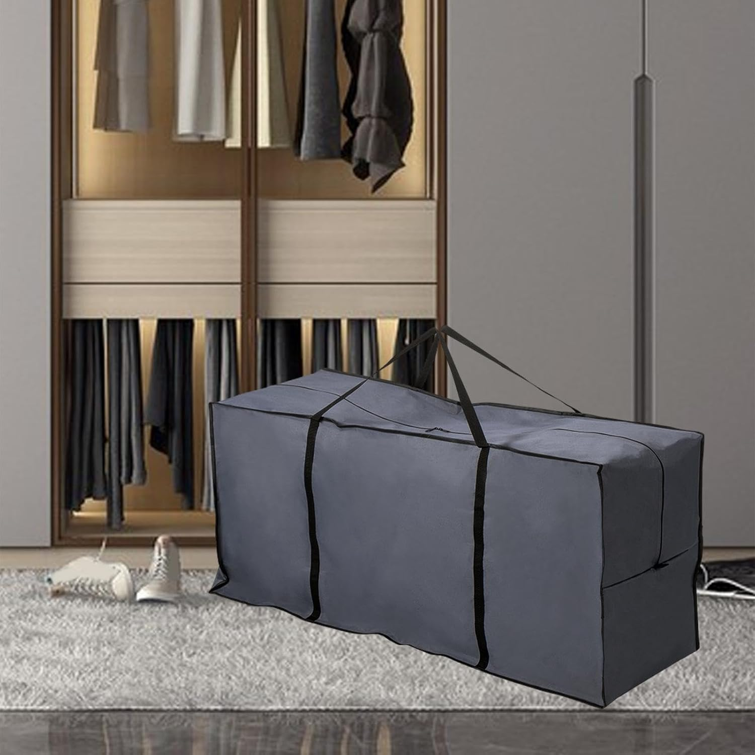 Oshhni Christmas Tree Storage Bag Large Protects against Dust Moisture Xmas Tree Storage Bag for Blanket, Gray image number 3