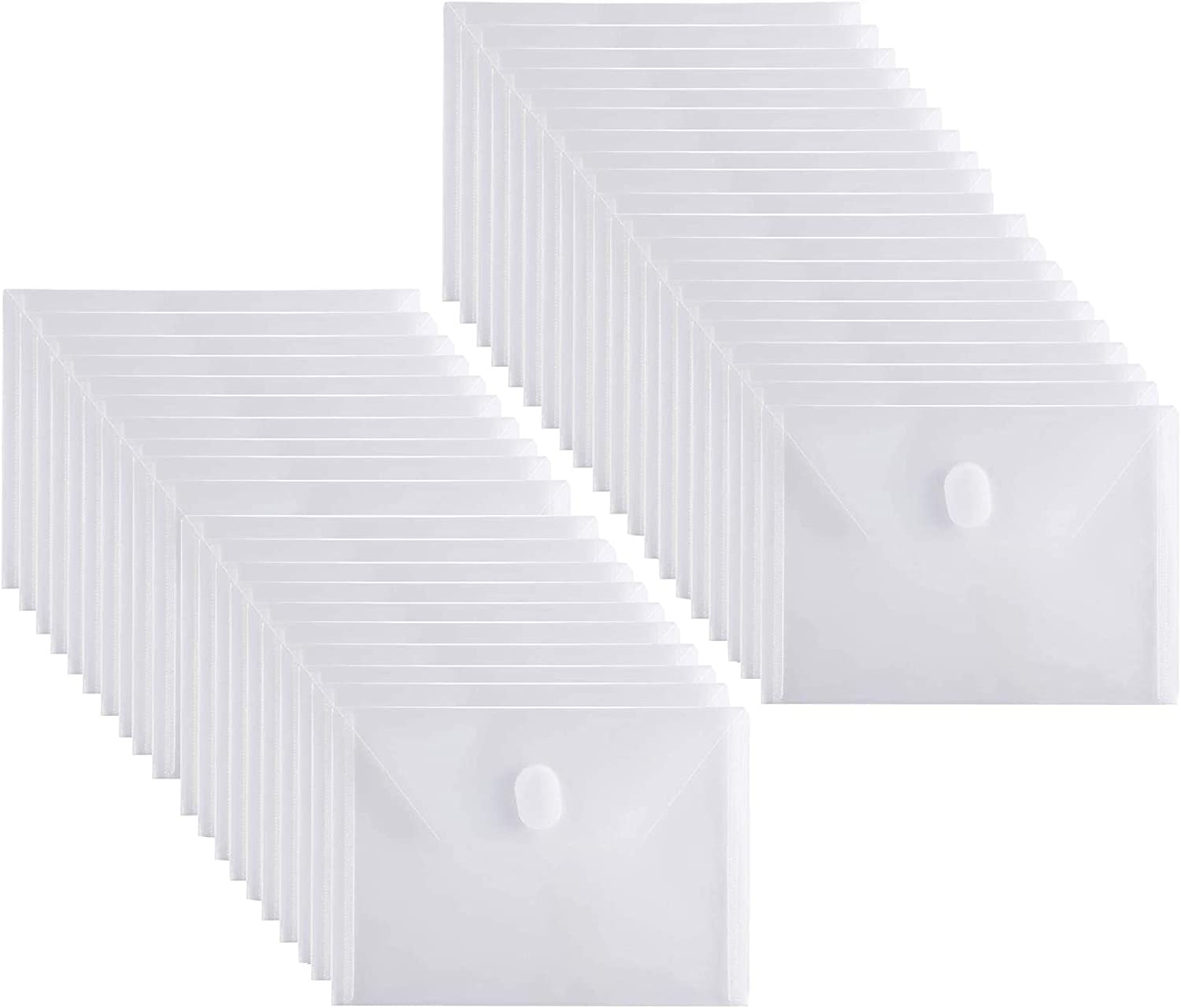 5X7 Small Plastic Envelopes Hook Loop Closure Receipt Storage Holder 80 Pack (Clear-80 Pack)