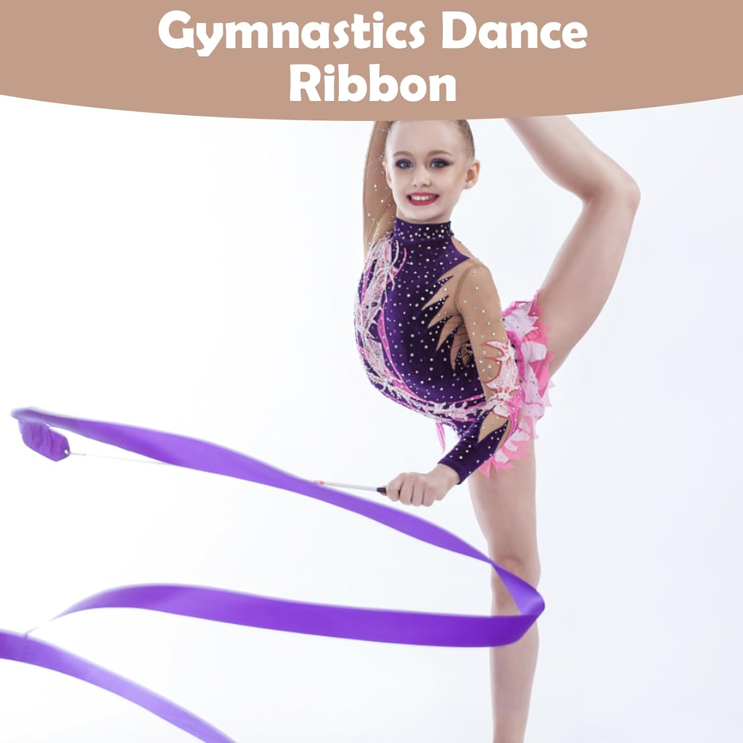 Niceup 12 PCS Dance Ribbons for Kids Mermaid Party Goodie Bag Fillers, Ribbon Dancer Wands for Birthday Gymnastics Ballet Party Favors Decoration, 78.7 Inch Purple Hot Pink Girls Ribbon Streamer image number 6