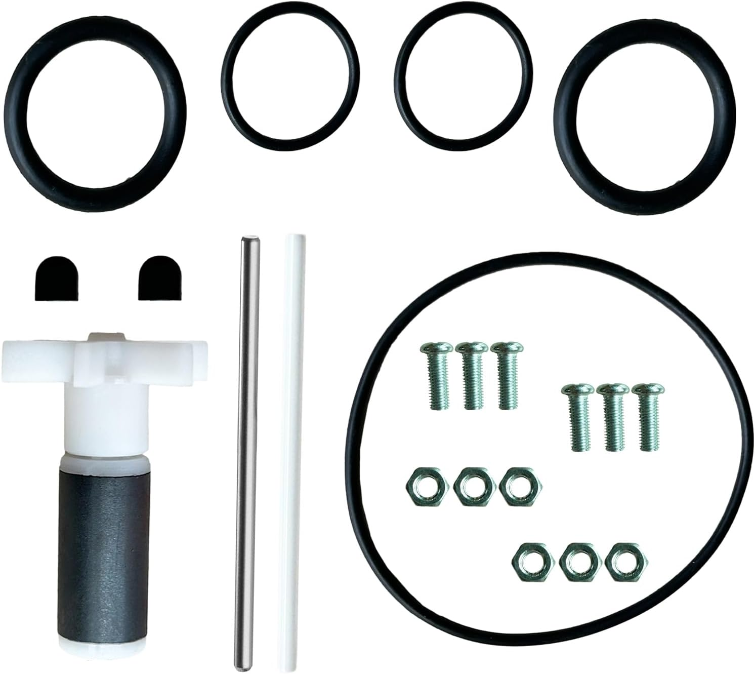 #P4071 58113 Hot Tub Water Pump E02 Repair Kit Hot Tub Pump Rotor Impeller for Lay-Z-Spa with 1Pcs Stainless Steel Shaft 1Pcs Ceramics Shaft and Screws and Rubber Rings （Black Set）