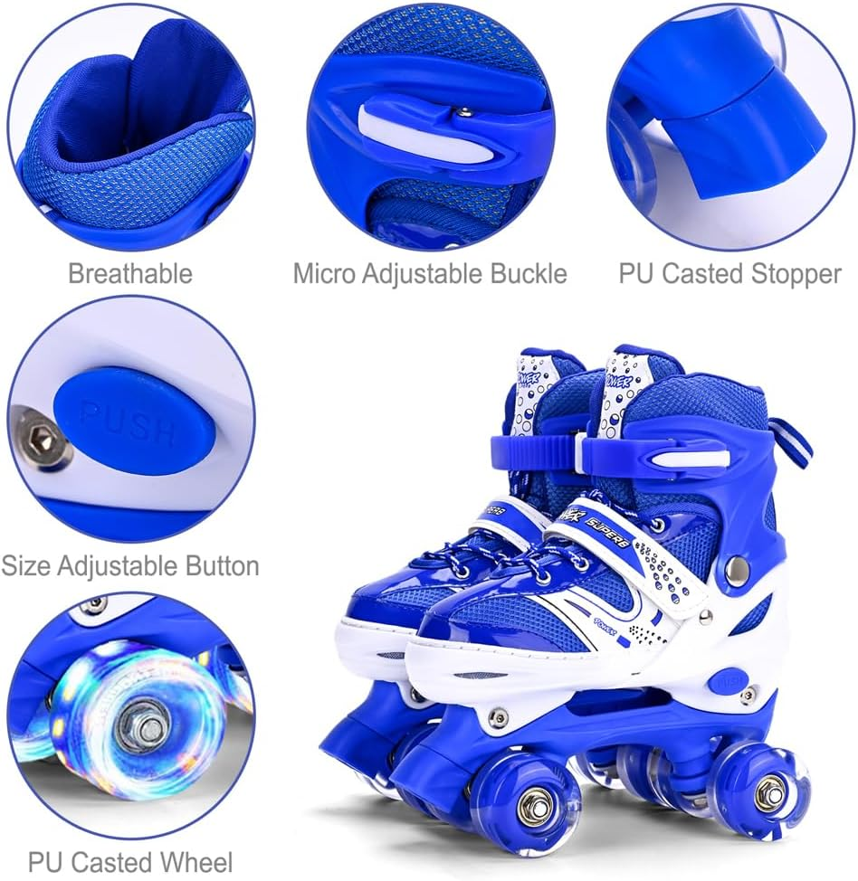 Adjustable Roller Skates for Girls and Kids - 4 Sizes with Light-Up Wheels, Fun Illuminating Pink Skates for Beginners image number 2