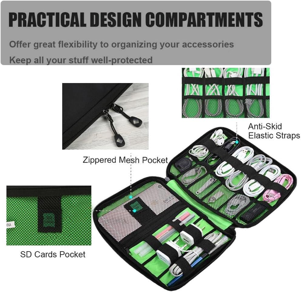 Cable Storage Bag,H HOME-MART Electronics Organiser Travel Compact Cable Organizer, Portable Cord Organizer, Cable Organiser Bag Tech Organiser for Electronics Accessories Usb/Sd/Charger Organiser
