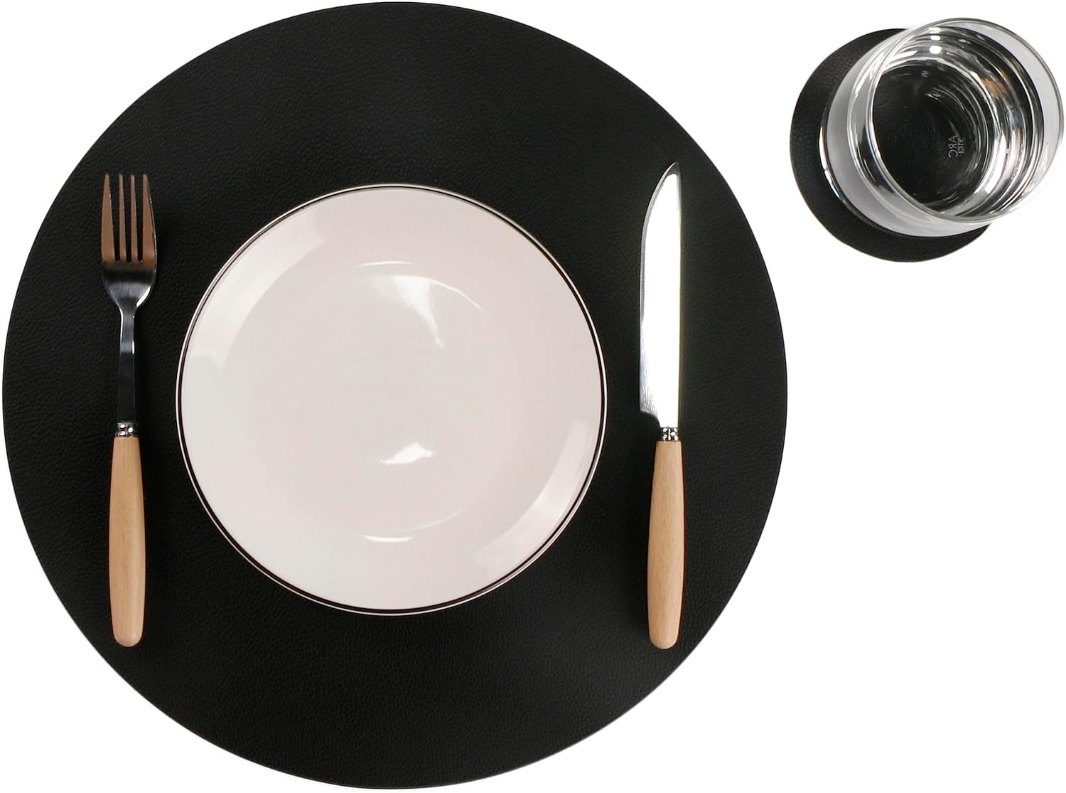 Wipeable Placemats and Coasters Leather Table Mats Waterproof Heat-Resistant Easy to Clean for Dining Table Set Kitchen Table Set of 6, Buff