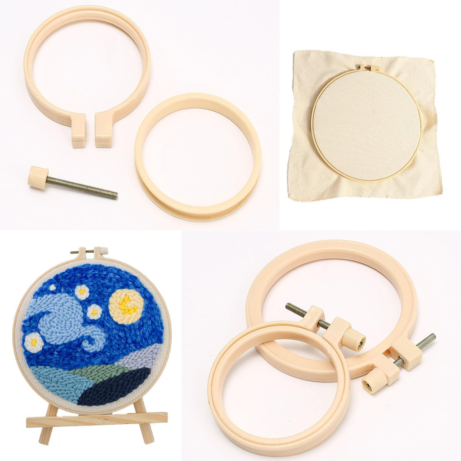 6 Pcs Creative Embroidery Bandage Frame,3.6-10.7 Inch Gradient Size Plastic Embroidery Frame,Cross Stitch,Handmade Diy,Fabric Decoration Sewing Tools,Beginner Professional Embroidery Equipment image number 4