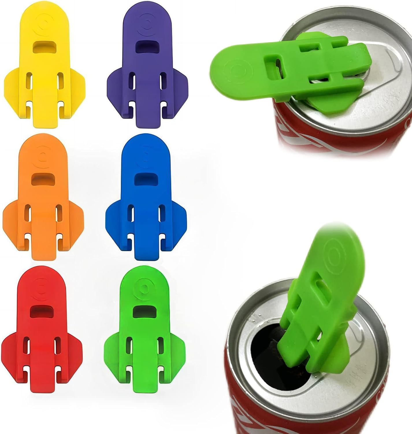 Tongke Manual Can Opener 6 Pcs Colorful Easy Reusable Can Opener Beverage Can Cover Shields Tab for Pop Coke Beer Soda Drink image number 4