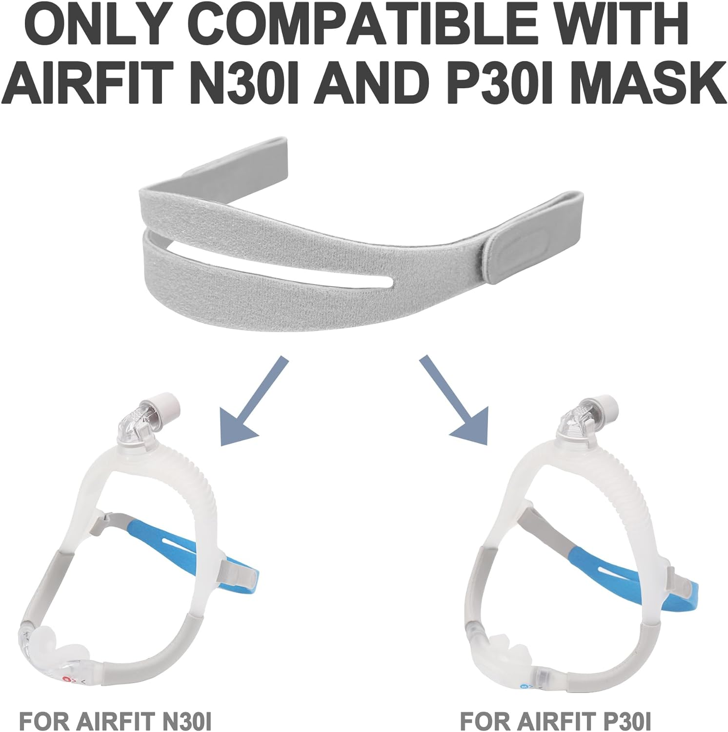2 Pack CPAP Headgear Compatible with Resmed Airfit N30I and Airtouch N30I, Adjustable Strap for Resmed Airfit P30I and N30I, Great Value CPAP Accessories Supplies by Airsmart. image number 5