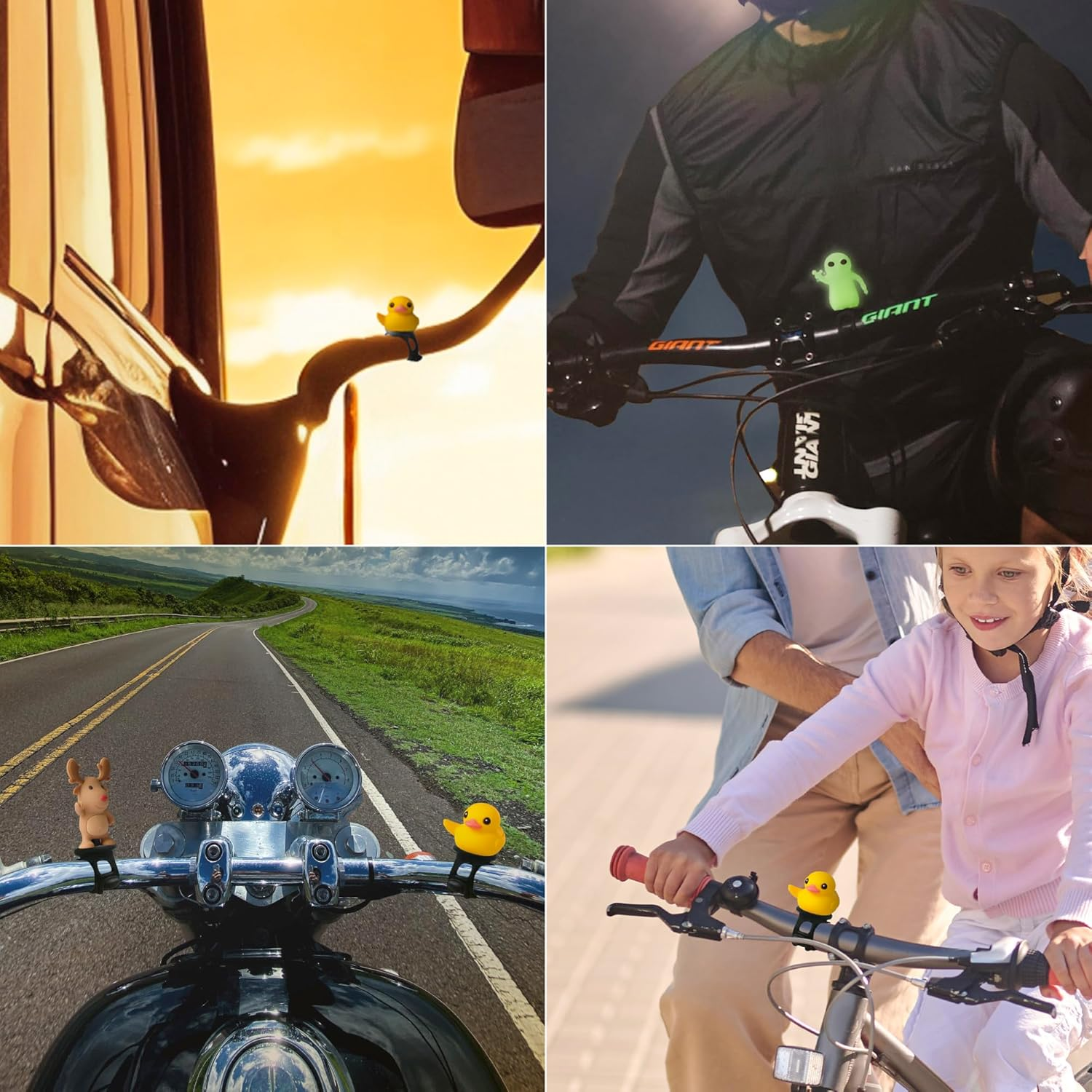 Bone Character Bike Domestique (Strap or Lock on Type), Cute Bicycle Ornament for Stem & Handlebar, Waterproof Silicone Toy Decoration for Scooters, Cycling Accessory for Kids - Garmin Mount Compatible (Base Not Included) - Mr. Deer image number 7