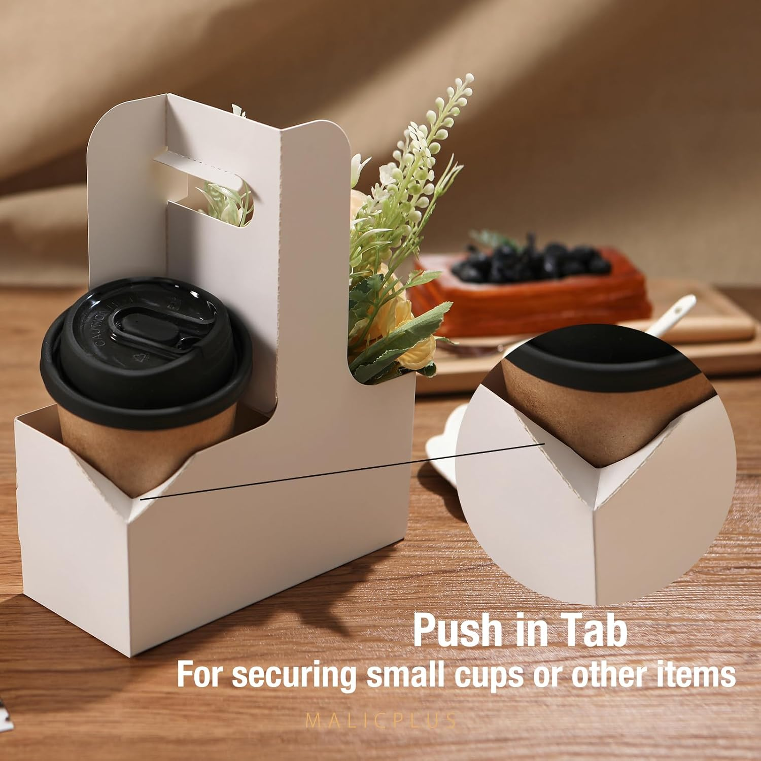 20 Drink Carrier with Handles to 2 Cups, White Paperboard Drink Carriers of 12-20 Oz to Go Coffee Cup Holder, for Hot and Cold Cup Carrier, Takeout, Cafe and Restaurant Food Service Delivery image number 4