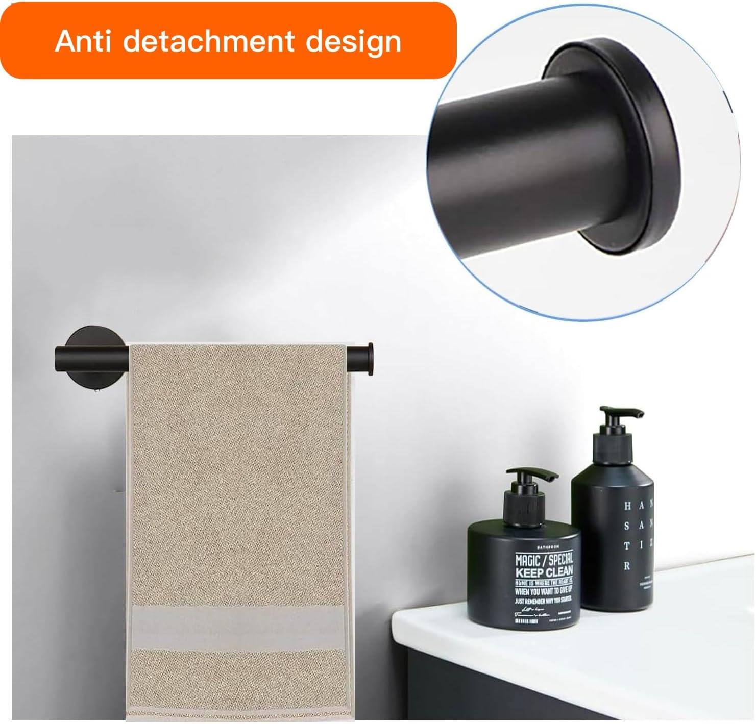 Hand Towel Holder, Towel Ring - Thicken SUS 304 Stainless Steel Hand Towel Holder for Bathroom Wall，33 Cm (1, Matte Black) image number 3