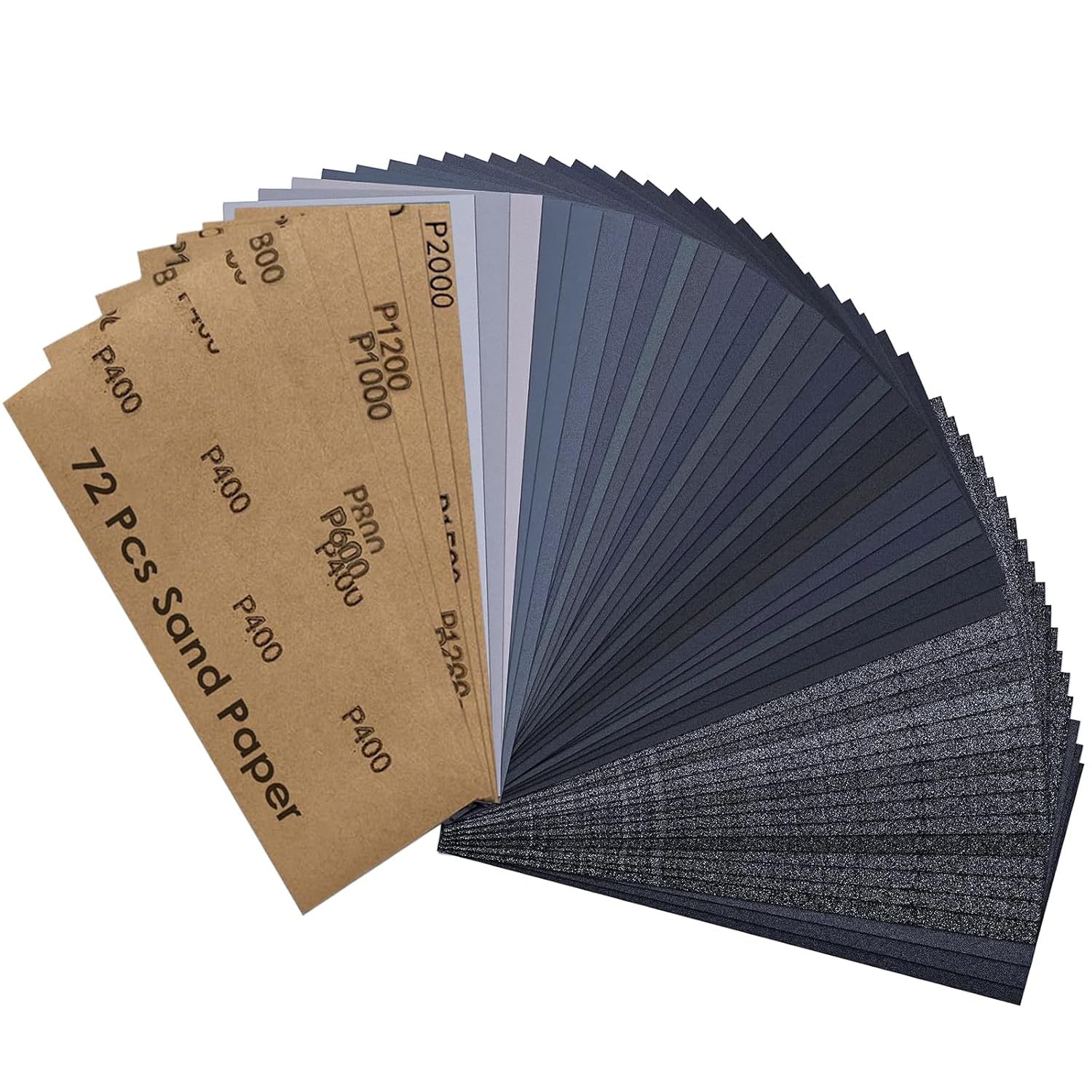 Sandpaper Set - 72 Sheets Sand Paper for Wood Glass Metal Finishing and Car Polish, Wet Dry Sanding Paper, Assorted Grit 120/220/320/400/600/800/1000/1200/1500/2000/2500/3000, 9 X 3.6 Inch image number 3
