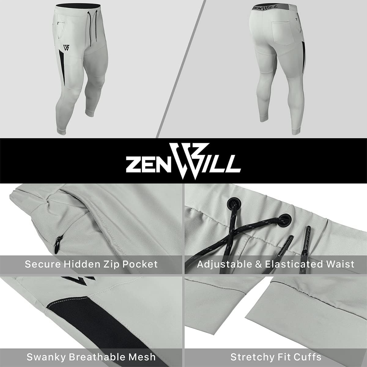 ZENWILL Men'S Lightweight Gym Track Pants,Mens Casual Athletic Workout Joggers Sweatpants with Zip Pockets image number 1